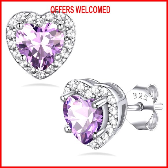 925 Sterling Silver Birthstone Stud Earrings Hypoallergenic Great Gift